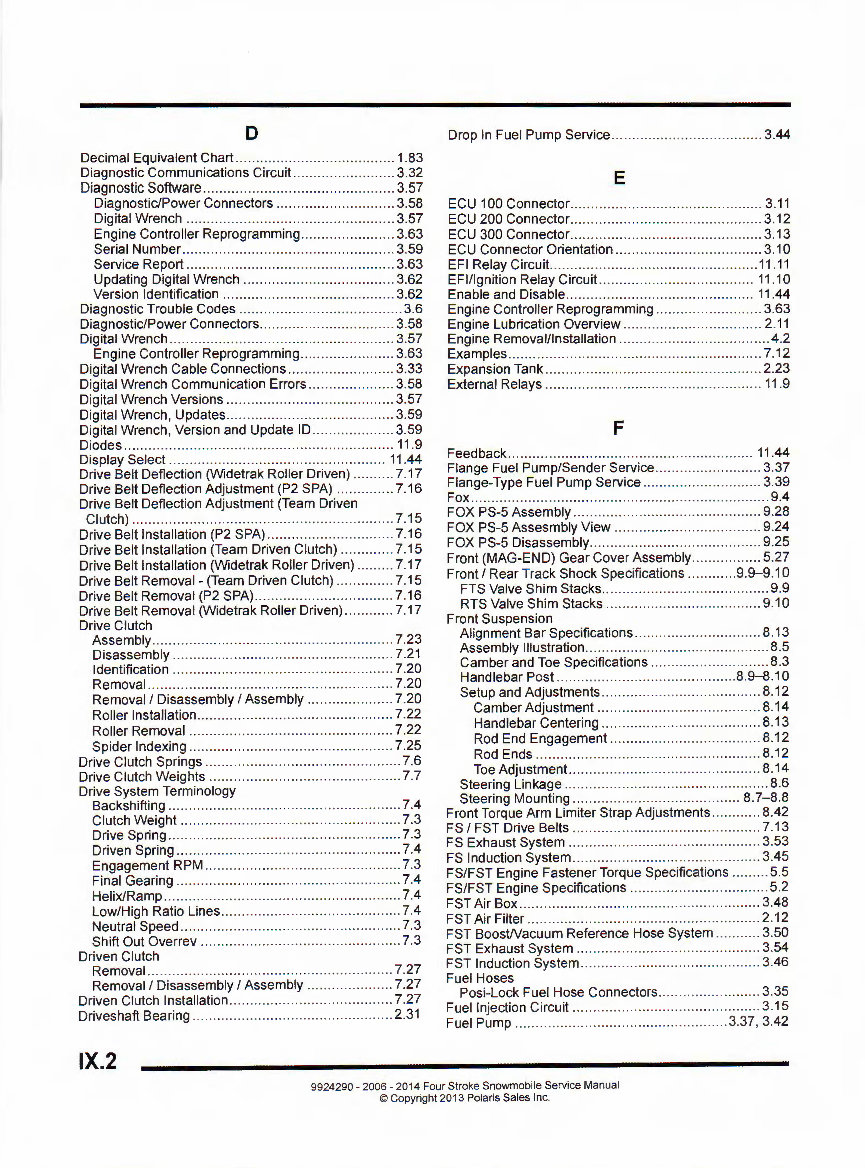 2006-2014 Polaris 4-Stroke Snowmobile Service & Repair Manual preview img 10