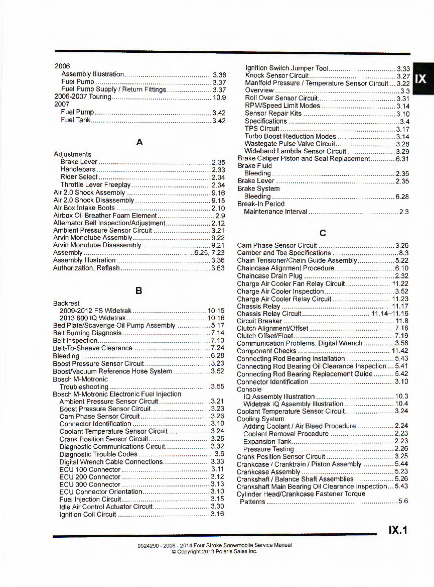 2006-2014 Polaris 4-Stroke Snowmobile Service & Repair Manual preview img 9