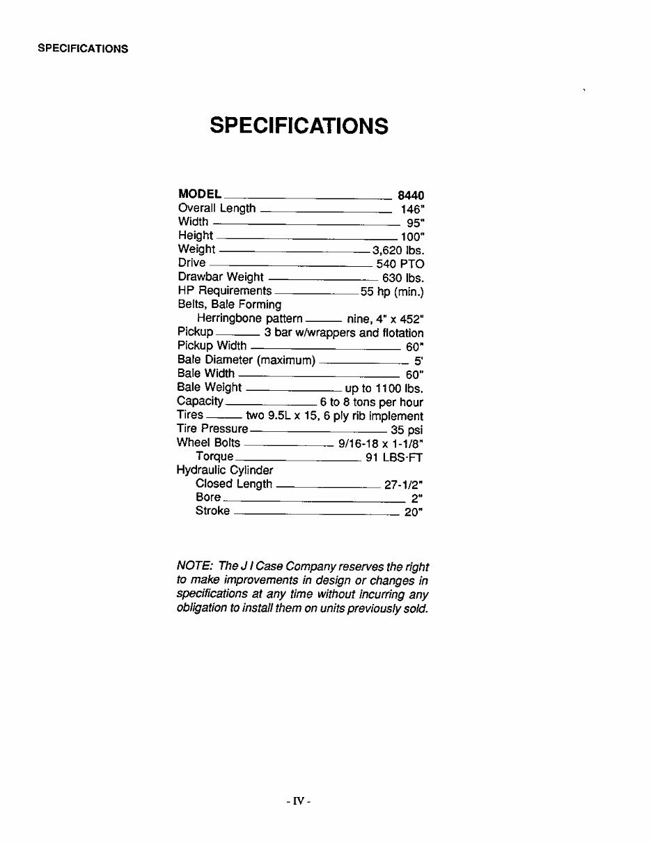 CASE IH 8440 ROUND BALER Operators Manual | eManualOnline