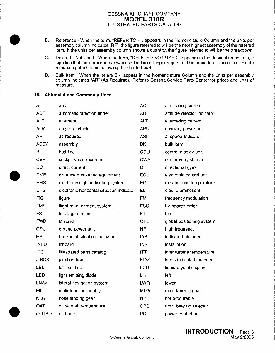 Cessna 310R IPC parts manual P533-15-12 310 R preview img 9