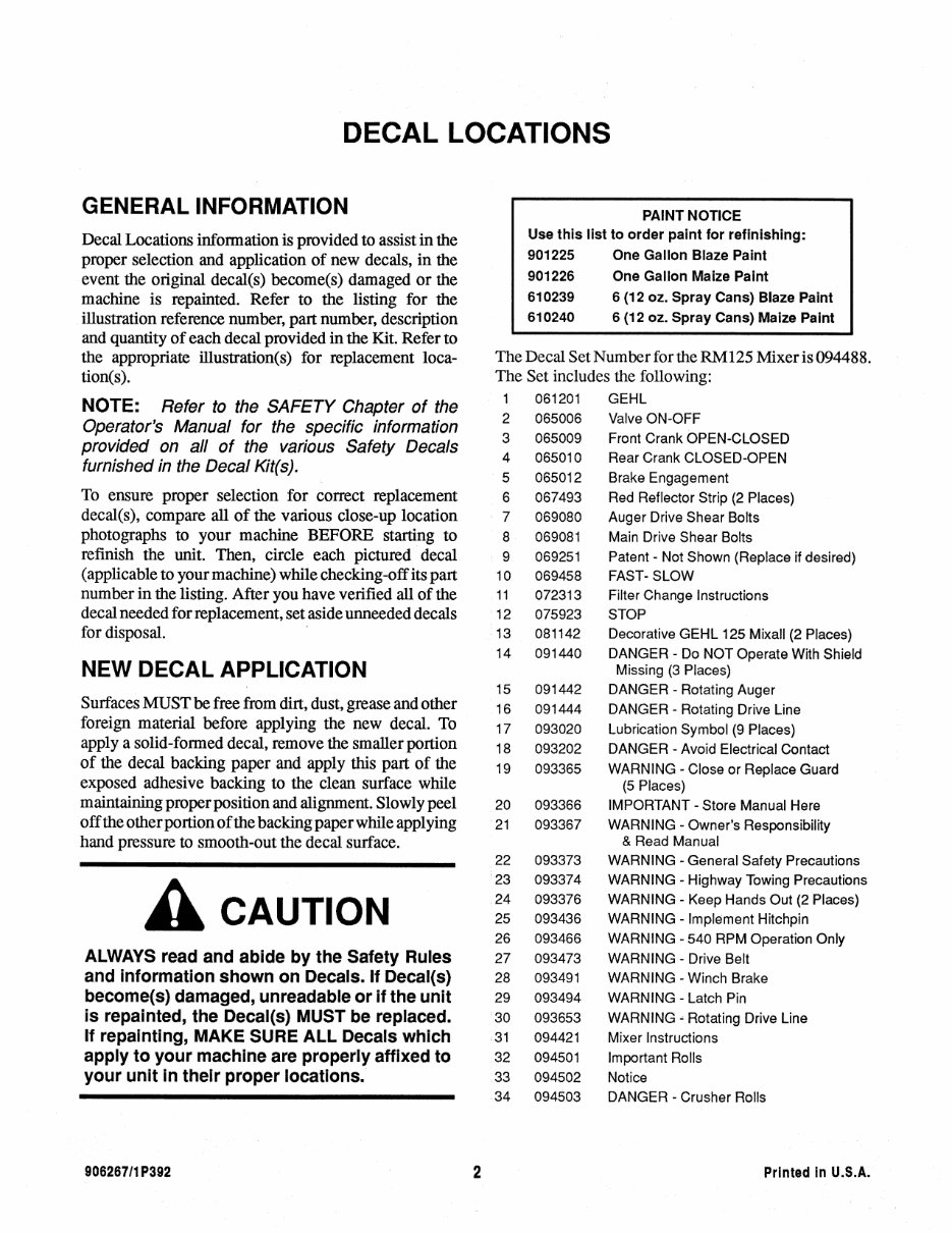 GEHL 125 MIX-All Parts Manual preview img 4