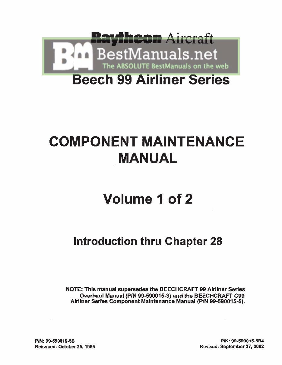 Beechcraft 99 Airliner Service Manual & Parts -6- Manuals - preview img 2