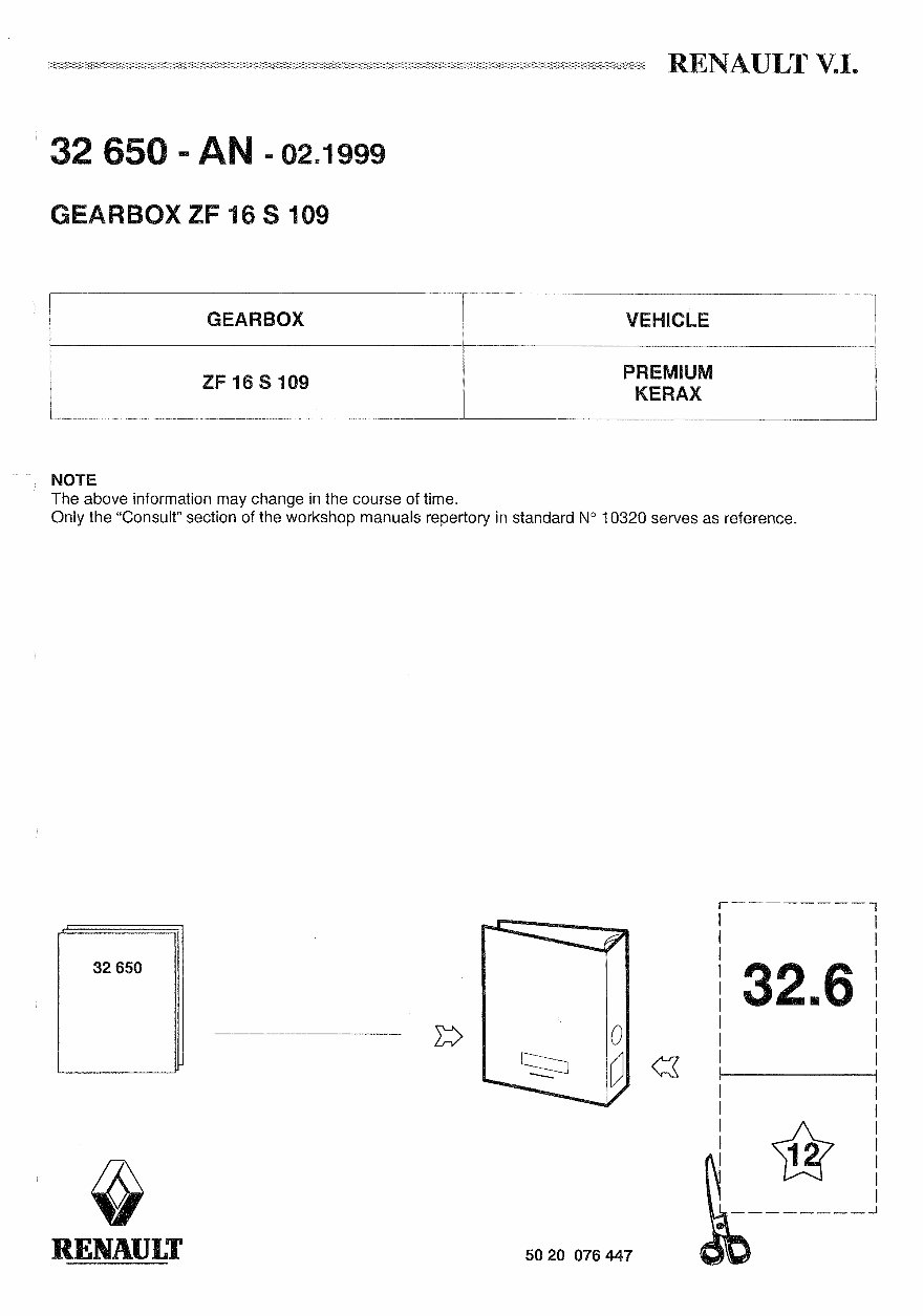 Renault Gearbox ZF 16 S 109 Workshop Manual preview img 1