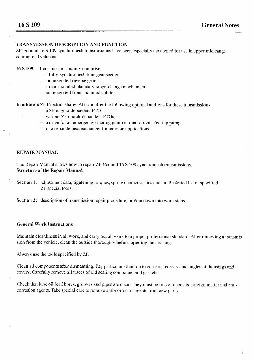 Renault Gearbox ZF 16 S 109 Workshop Manual preview img 4