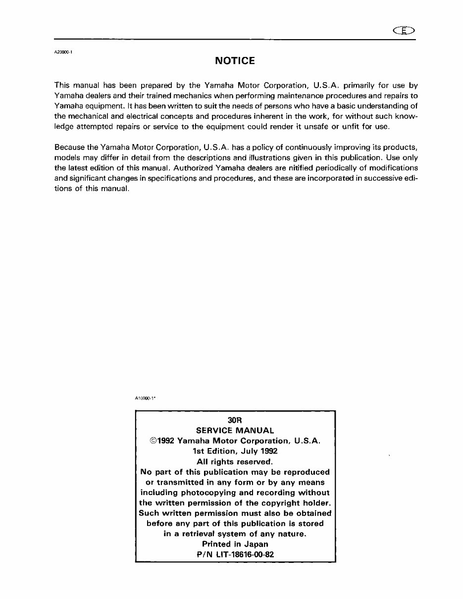1993 Yamaha 30HP Outboard (30R) OEM Service & Repair Manual preview img 3