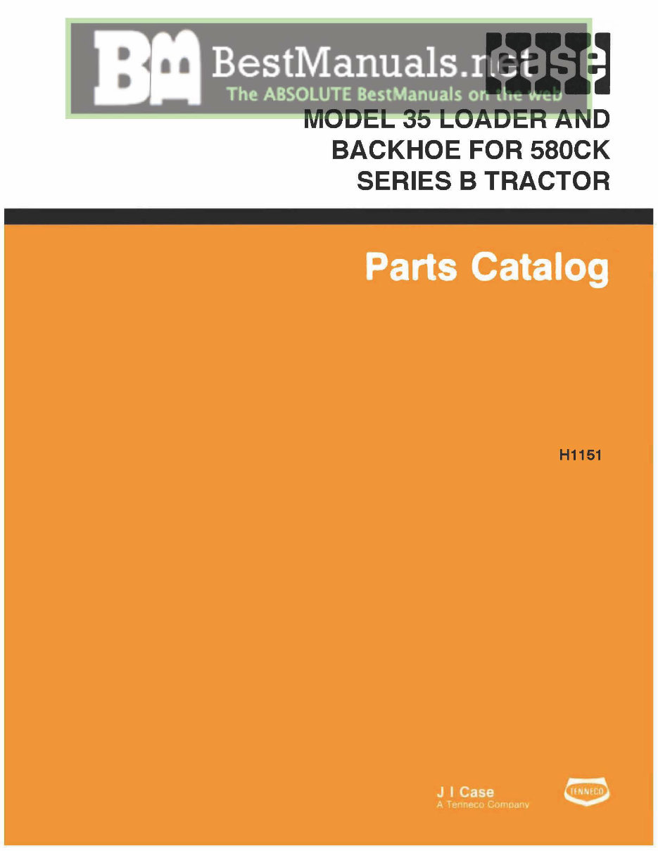 Case Model 35 Loader & Backhoe for the 580CK Series B Tractor Parts Manual Catalog - preview img 1