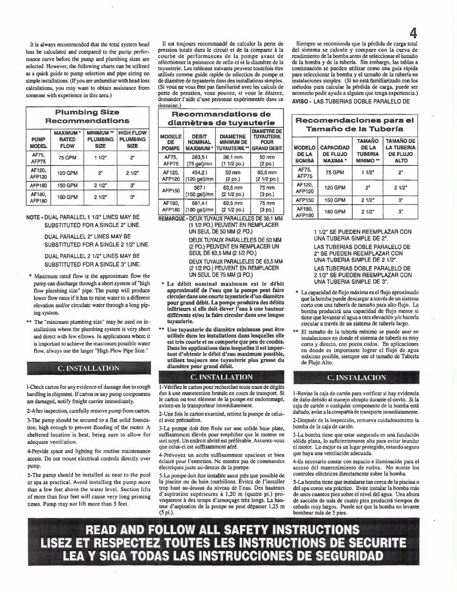 PENTAIR PINNACLE SWIMING POOL PUMP Service Manual preview img 4