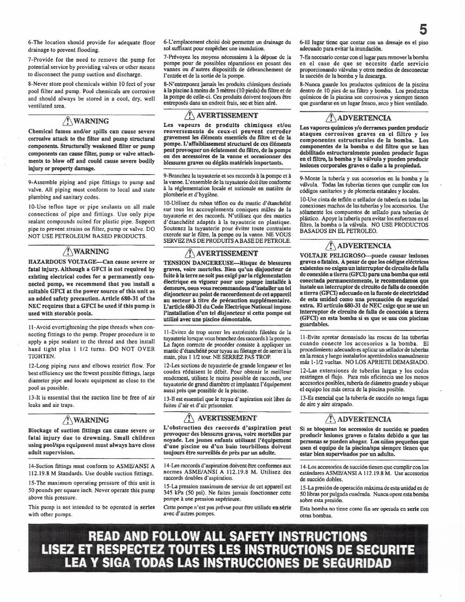 PENTAIR PINNACLE SWIMING POOL PUMP Service Manual preview img 5