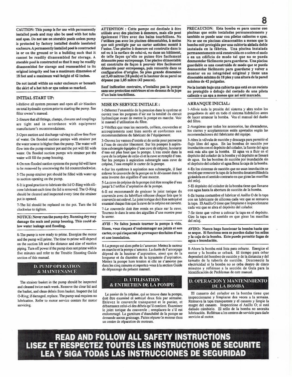 PENTAIR PINNACLE SWIMING POOL PUMP Service Manual preview img 8