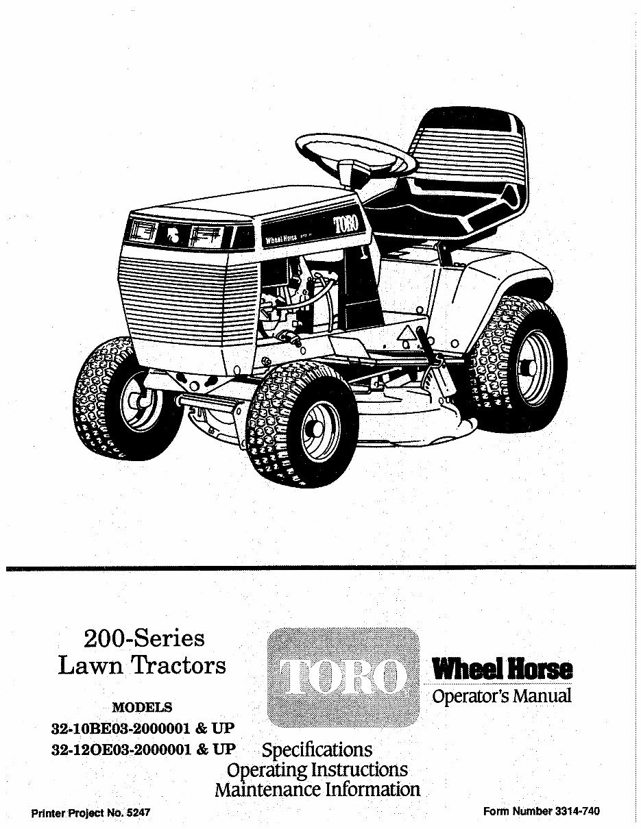 TORO Wheel HORSE 212H RIDE on MOWER Service Repair Manual preview img 1