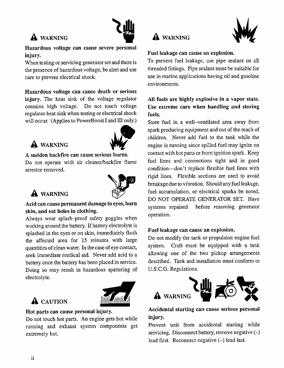 Kohler 4CCO/4CCFO/8CCO/7CCFO Marine Generator Sets Maintenance & Installation Manual preview img 4