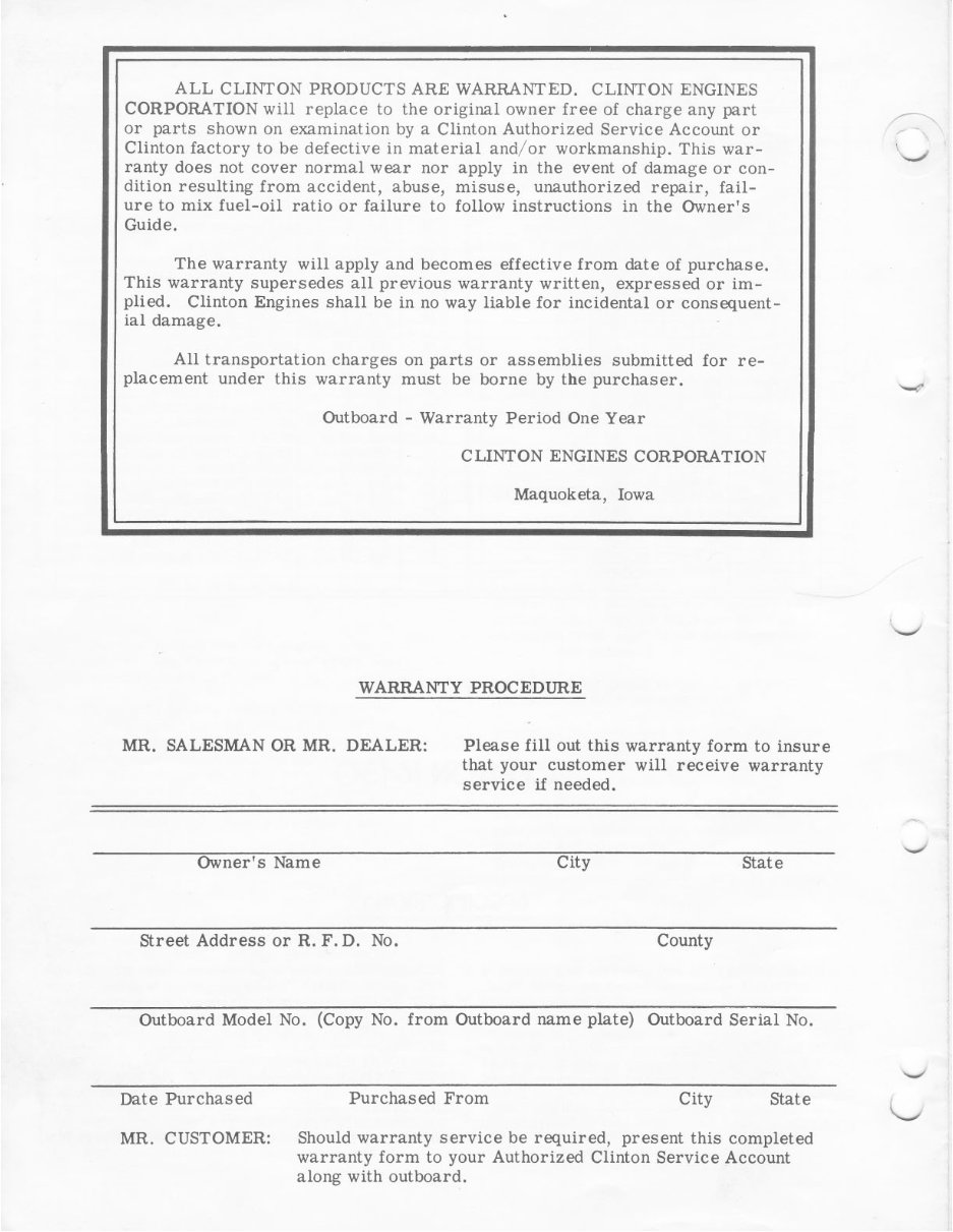 Clinton K-150 (1.5HP) Outboard Owners Manual (+ Parts Catalog) preview img 8