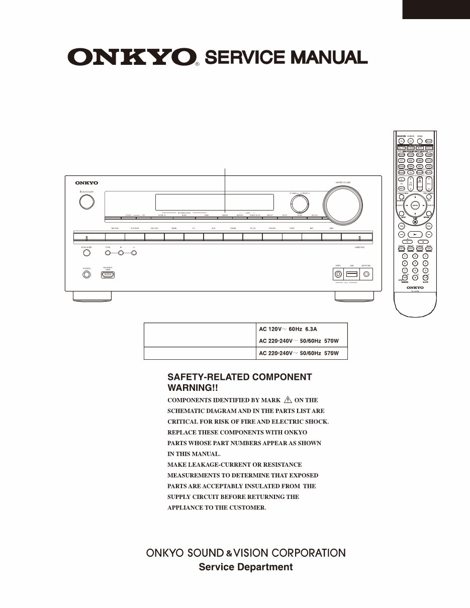Onkyo TX-NR709 AV RECEIVER Service Manual preview img 1