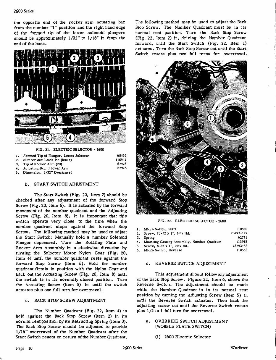 WURLITZER 2600 Service Manual preview img 10