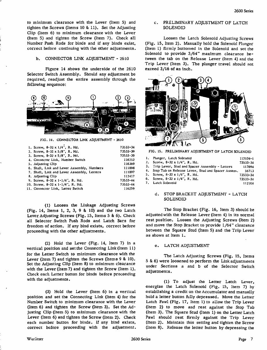 WURLITZER 2600 Service Manual preview img 7