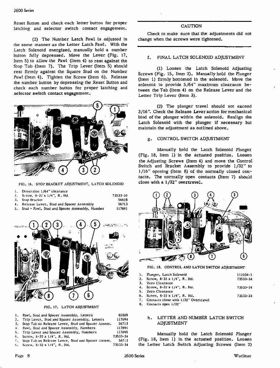 WURLITZER 2600 Service Manual preview img 8