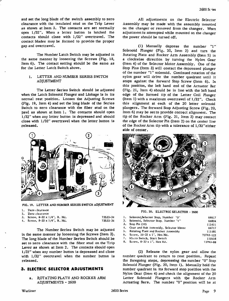 WURLITZER 2600 Service Manual preview img 9