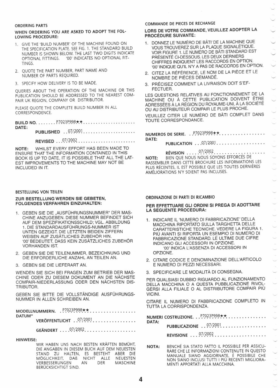 Compair Air Compressor C20 mk 2 Parts manual preview img 3