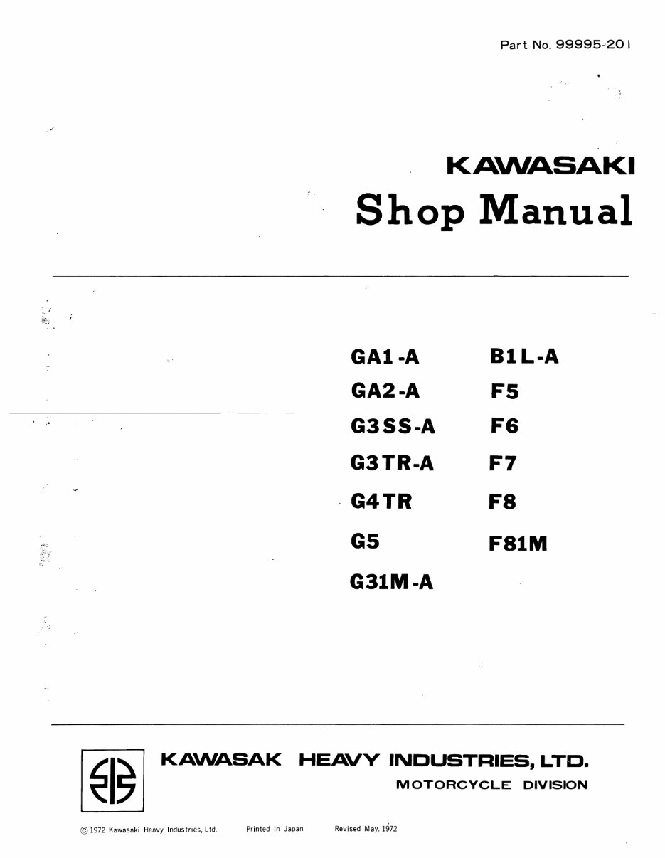 KAWASAKI SINGLES ROTARY VALVE Full Service & Repair Manual preview img 1