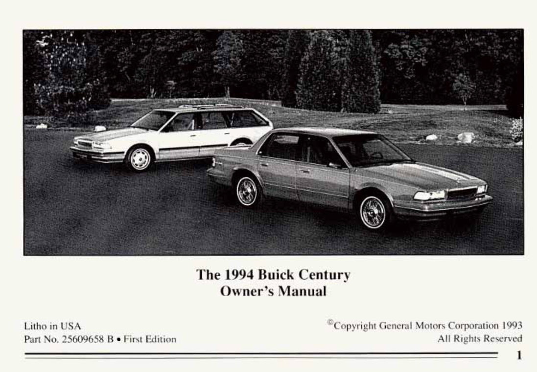 1994 BUICK Century Owners Manual preview img 3