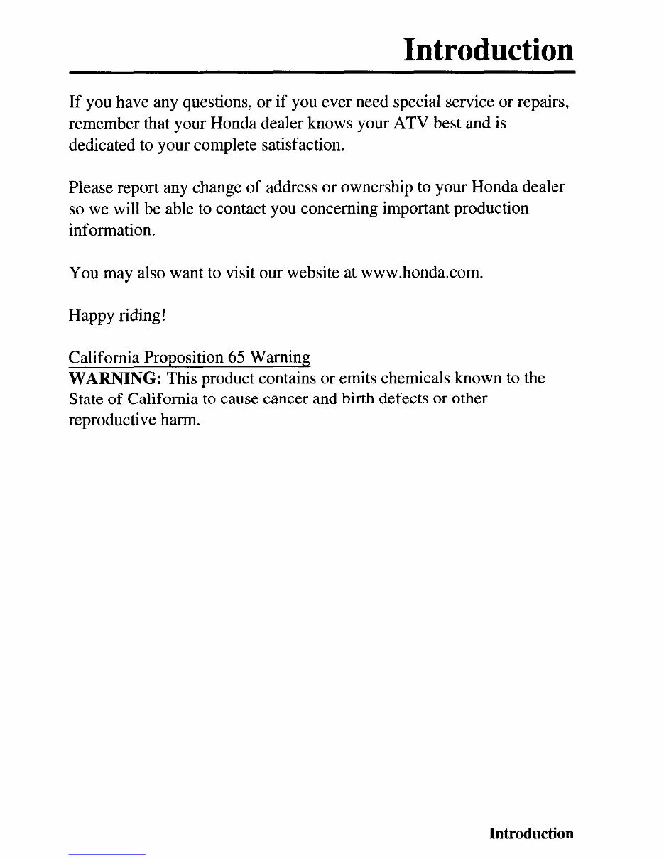 2004 Honda ATV TRX650 Fourtrax Rincon Owners Manual preview img 5