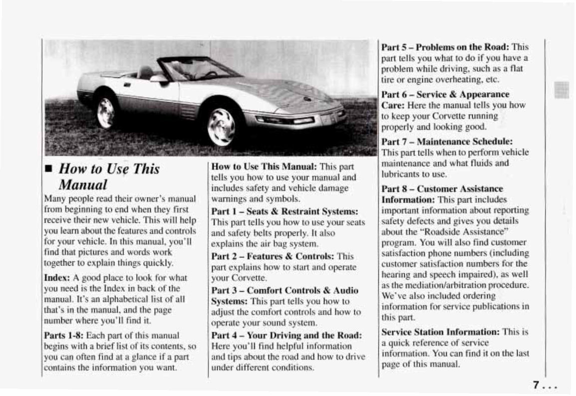 1994 CHEVY / CHEVROLET Corvette Owners Manual preview img 9