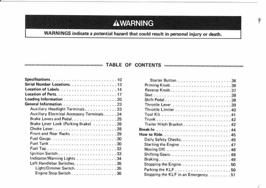 Kawasaki Bayou 400 4 x 4 owners manual preview img 10