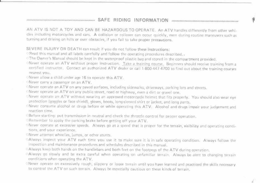 Kawasaki Bayou 400 4 x 4 owners manual preview img 4