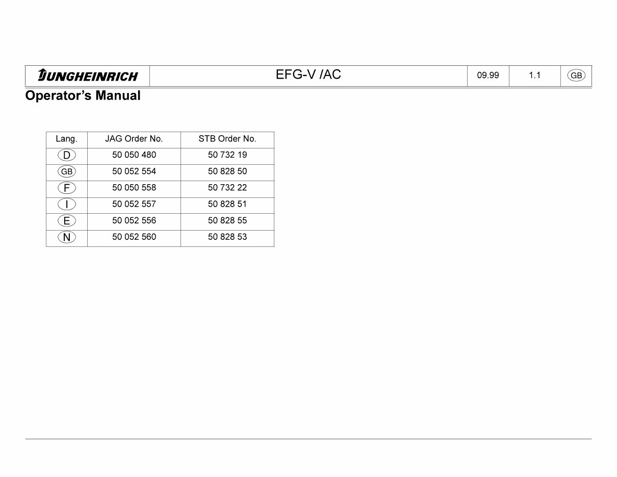 Jungheinrich Electric Lift Truck EFG-Vac 16, EFG-Vac 16L, EFG-Vac 18, EFG-Vac 18L, EFG-Vac 20 Workshop Service Manual preview img 2