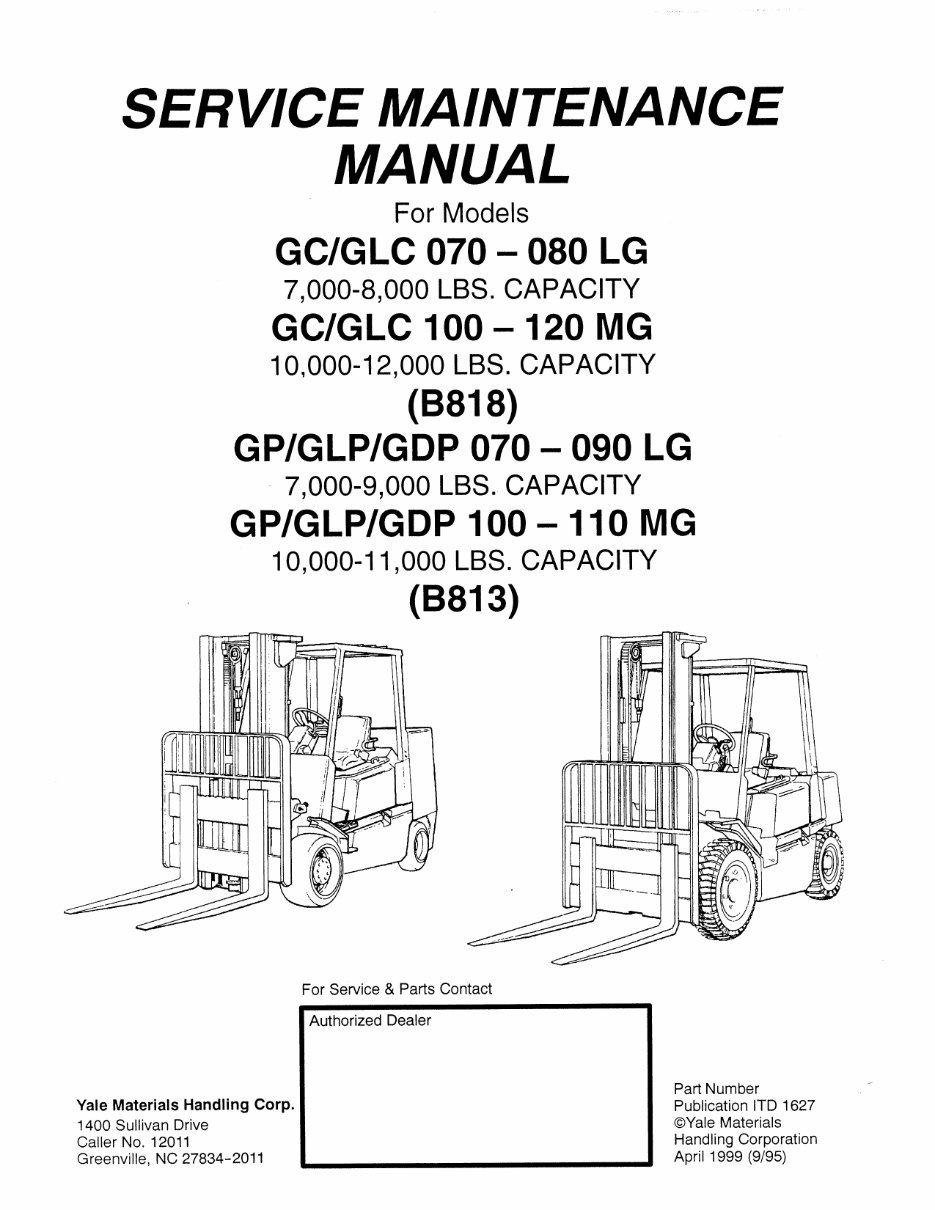 Yale GLC 100 MG Gas Forklift Factory Service & Work Shop Manual preview img 1