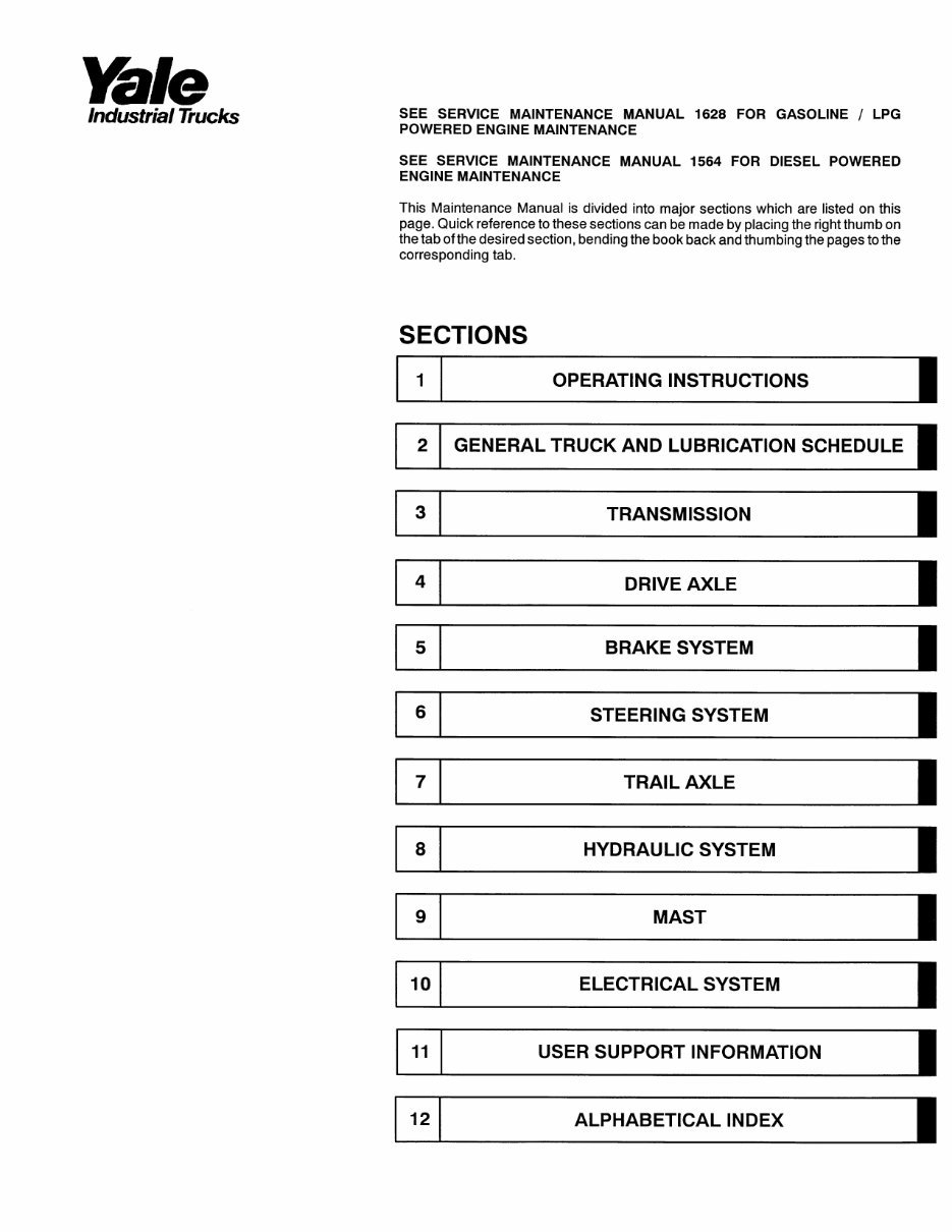 Yale GLC 100 MG Gas Forklift Factory Service & Work Shop Manual preview img 3