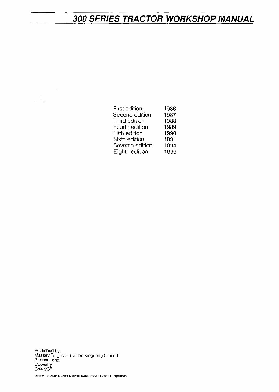 Massey Ferguson MF365 Tractor OEM Service & Repair Manual preview img 3