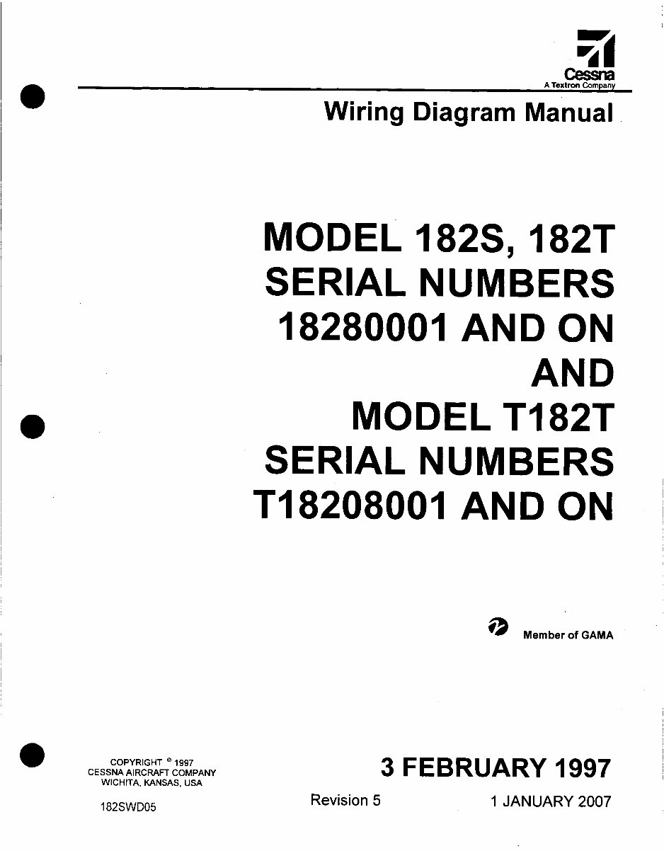Cessna 182S/182T/T182T Aircrafts Electrical Wiring Diagrams Manual preview img 1
