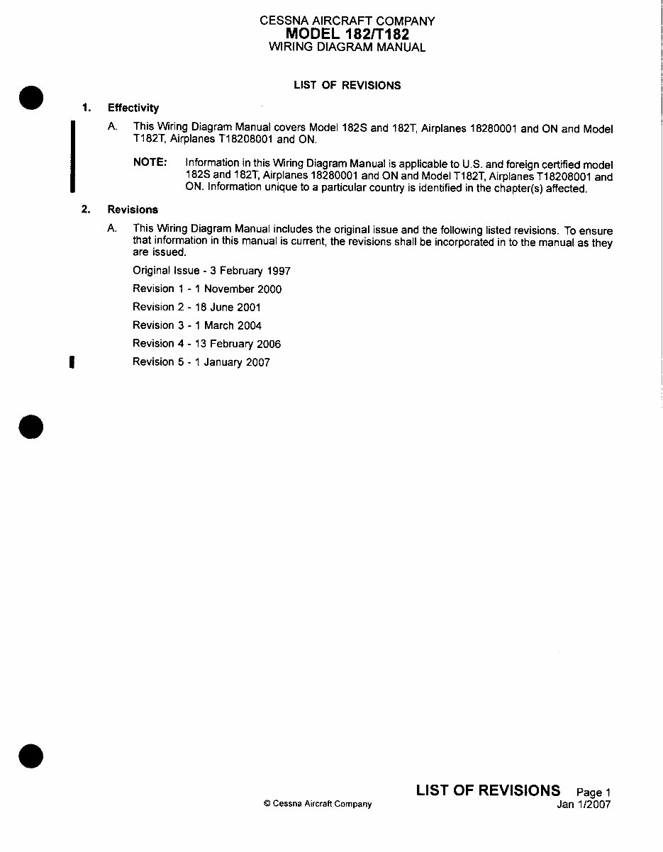 Cessna 182S/182T/T182T Aircrafts Electrical Wiring Diagrams Manual preview img 4