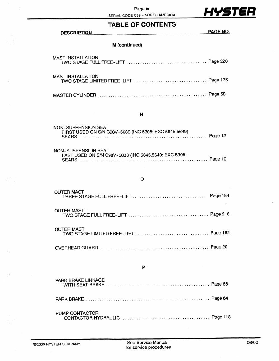 Hyster C098 (E70XL, E80XL, E100XL, E120XL, E100XLS) Electric Forklift Parts Manual preview img 10