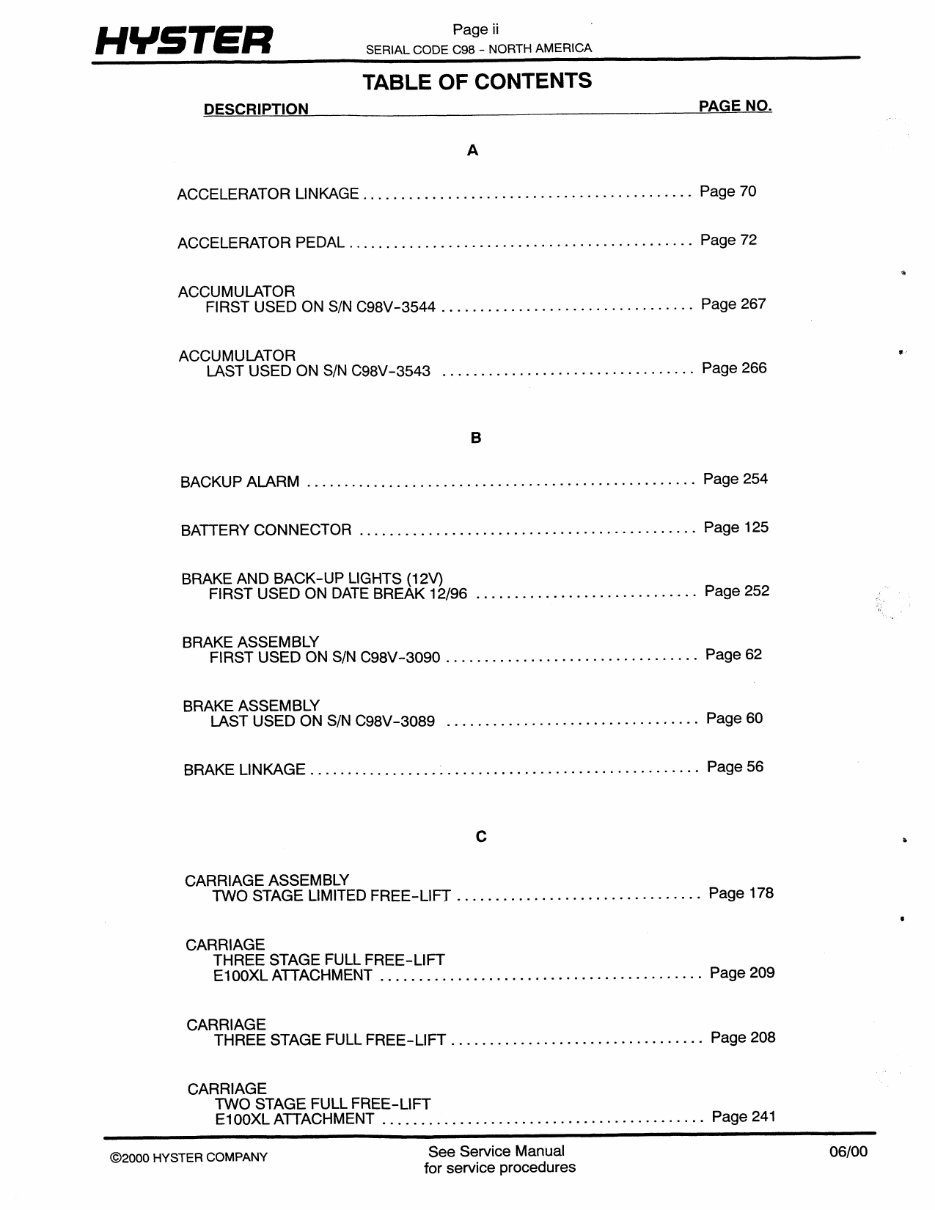 Hyster C098 (E70XL, E80XL, E100XL, E120XL, E100XLS) Electric Forklift Parts Manual preview img 3