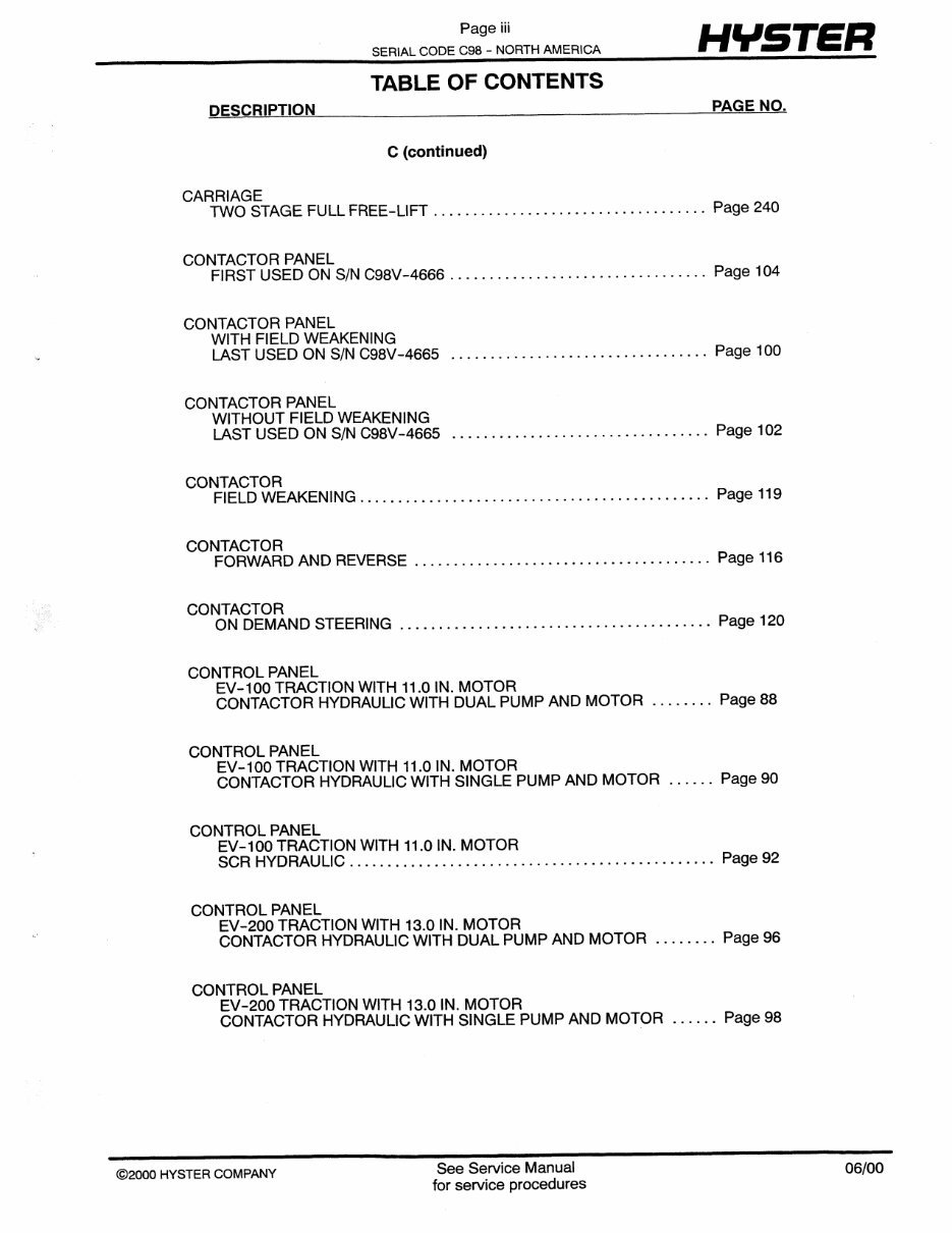 Hyster C098 (E70XL, E80XL, E100XL, E120XL, E100XLS) Electric Forklift Parts Manual preview img 4