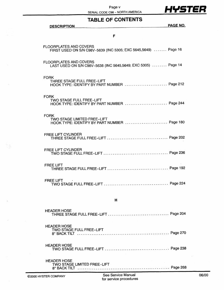 Hyster C098 (E70XL, E80XL, E100XL, E120XL, E100XLS) Electric Forklift Parts Manual preview img 6