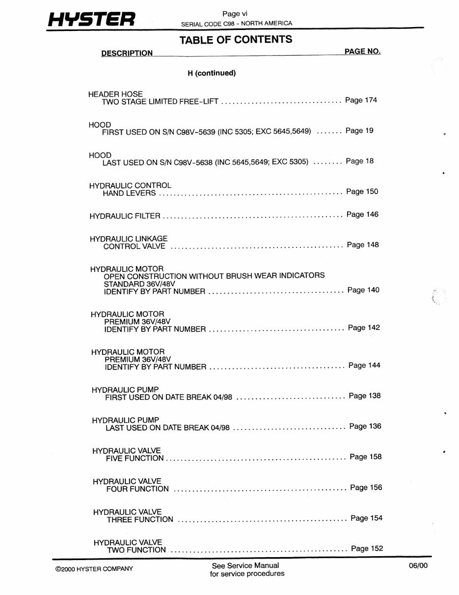 Hyster C098 (E70XL, E80XL, E100XL, E120XL, E100XLS) Electric Forklift Parts Manual preview img 7