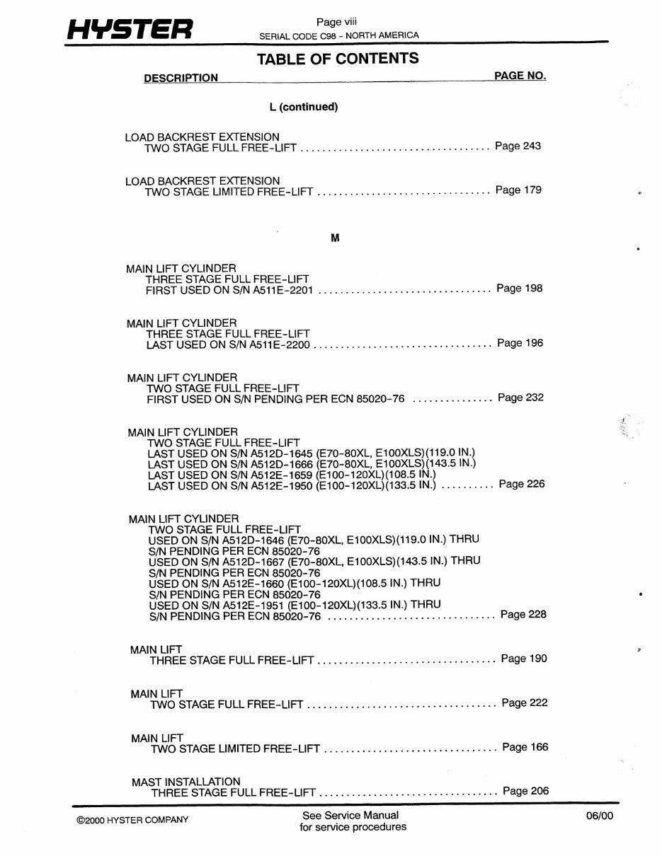 Hyster C098 (E70XL, E80XL, E100XL, E120XL, E100XLS) Electric Forklift Parts Manual preview img 9