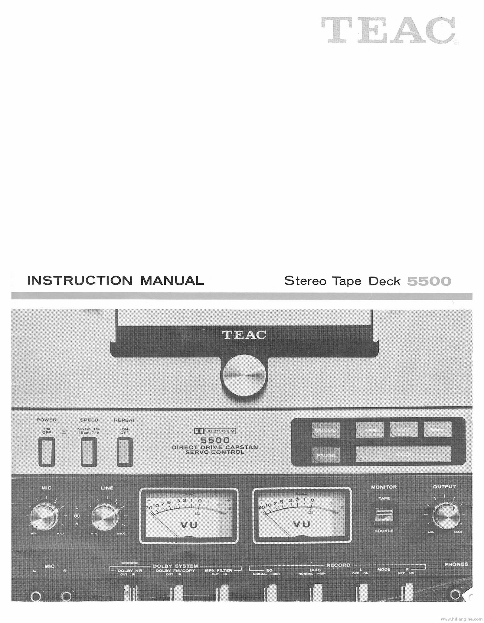 TEAC 5500 STEREO TAPE DECK Instruction Manual preview img 1