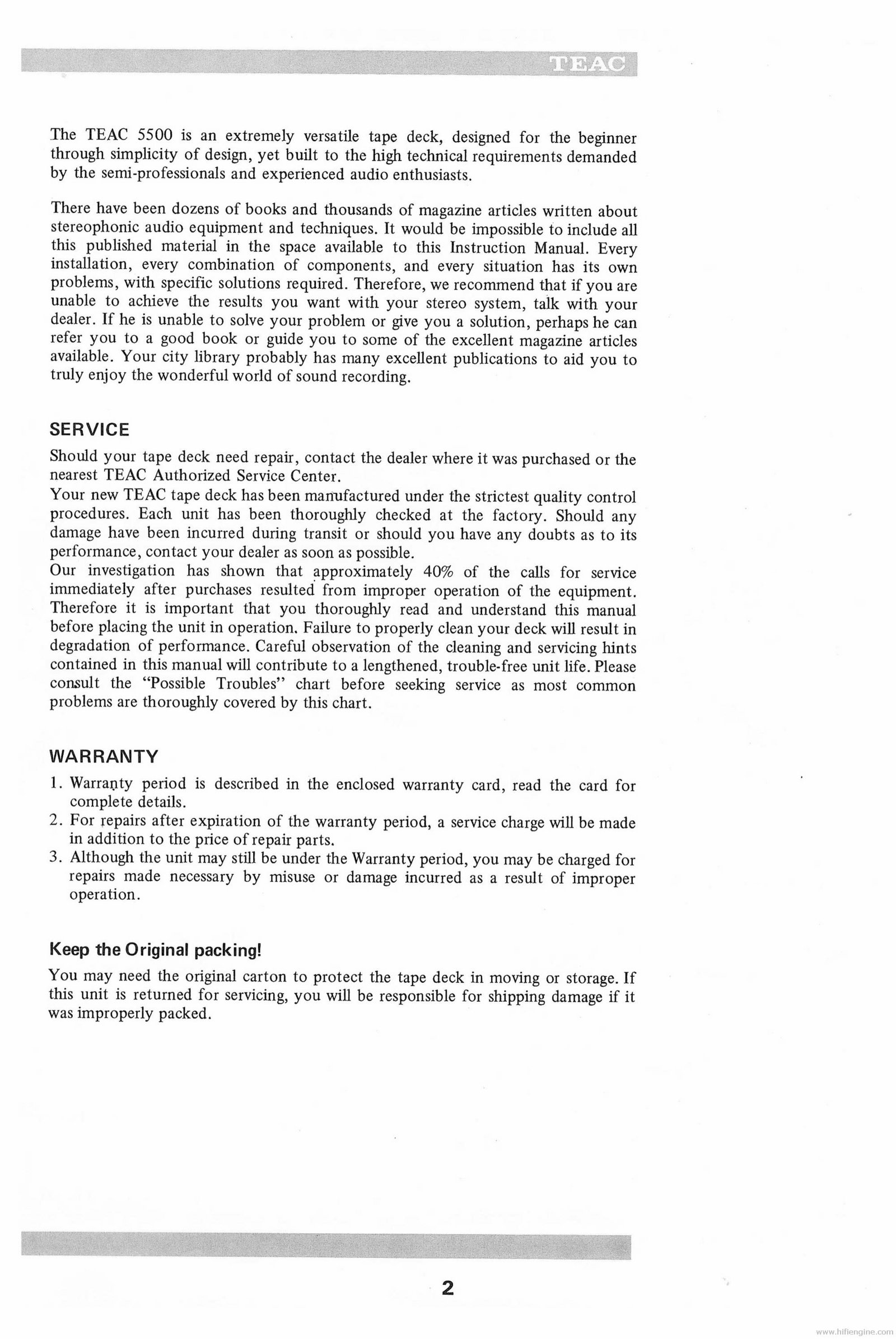 TEAC 5500 STEREO TAPE DECK Instruction Manual preview img 4