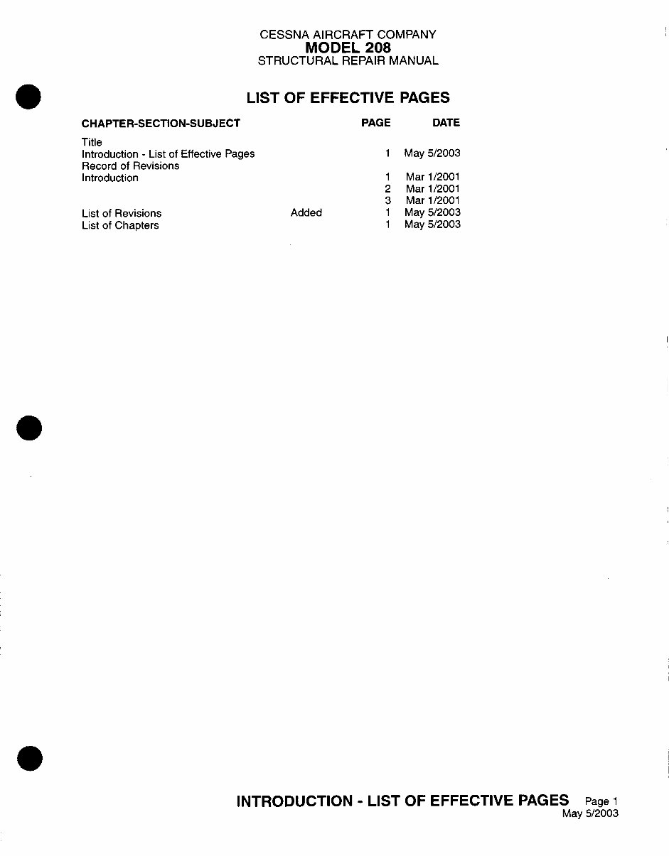 CESSNA CARAVAN AIRCRAFT 208 STRUCTURAL Repair Manual D5132-5 preview img 2