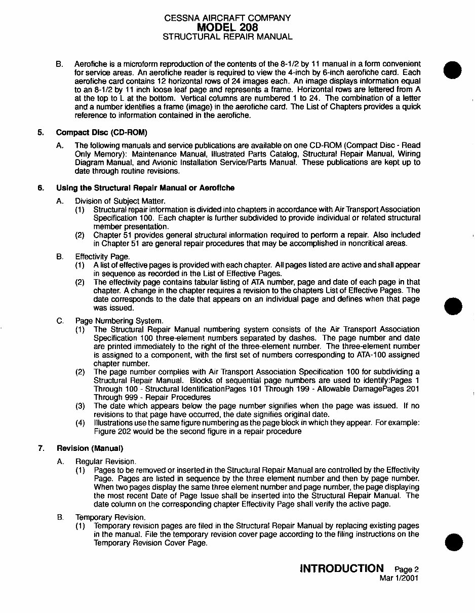 CESSNA CARAVAN AIRCRAFT 208 STRUCTURAL Repair Manual D5132-5 preview img 4