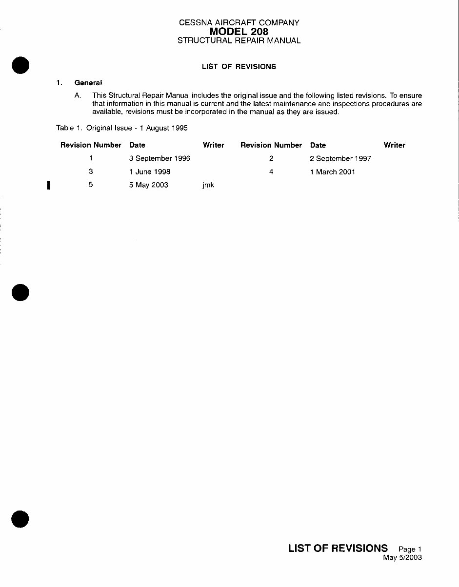 CESSNA CARAVAN AIRCRAFT 208 STRUCTURAL Repair Manual D5132-5 preview img 6