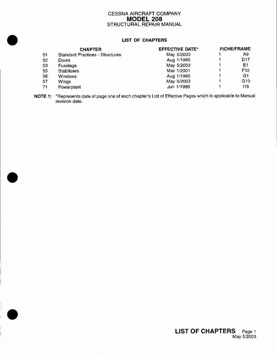 CESSNA CARAVAN AIRCRAFT 208 STRUCTURAL Repair Manual D5132-5 preview img 7
