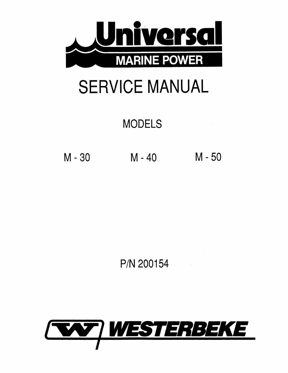 WESTERBEKE Universal Marine Power M-30 M-40 M-50*Factory Service / Repair/ Workshop Manual ! preview img 1
