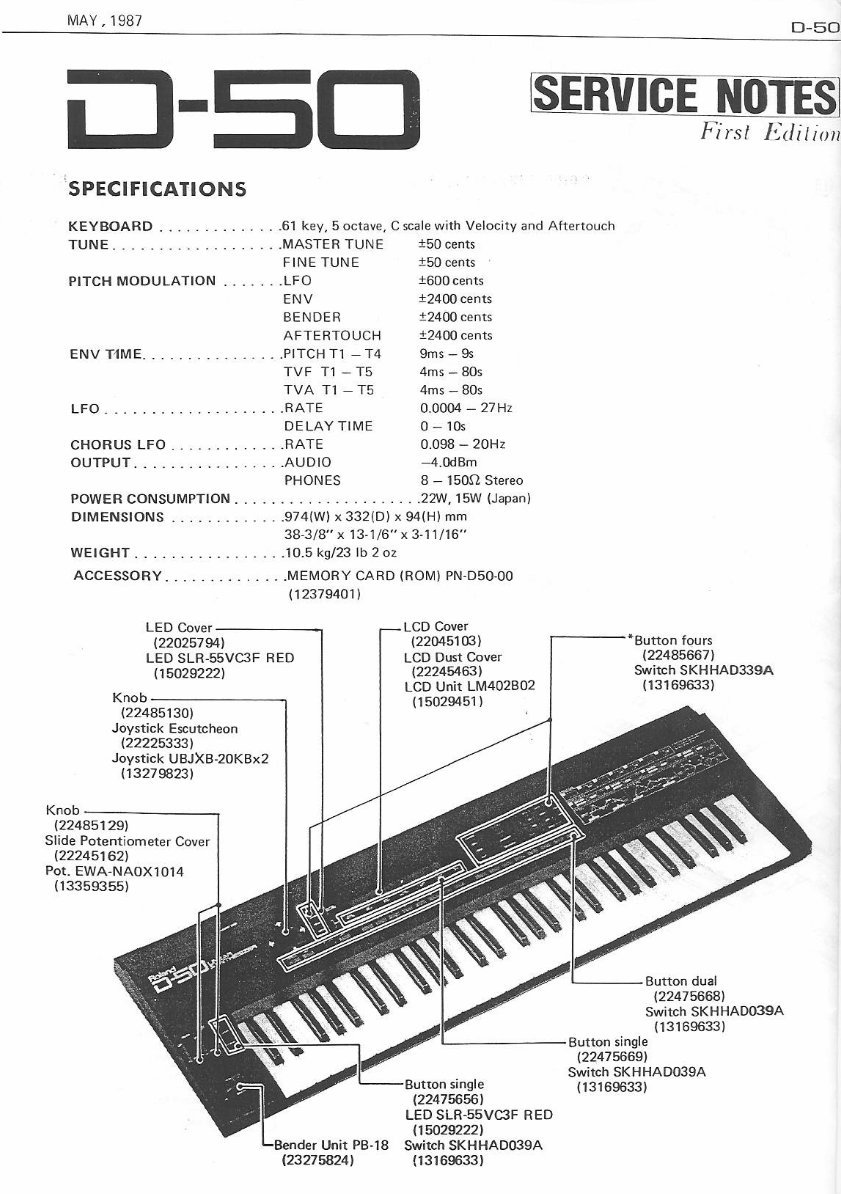 Roland d50 d-50 d 50 synthesizer complete service manual preview img 1