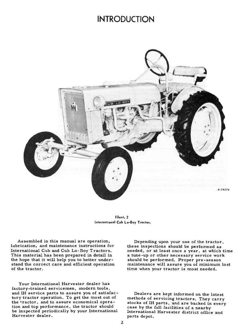 IH Farmall Cub Lo-Boy Tractor Service, Parts, Owners Manual -7- Manuals - IMPROVED - preview img 3