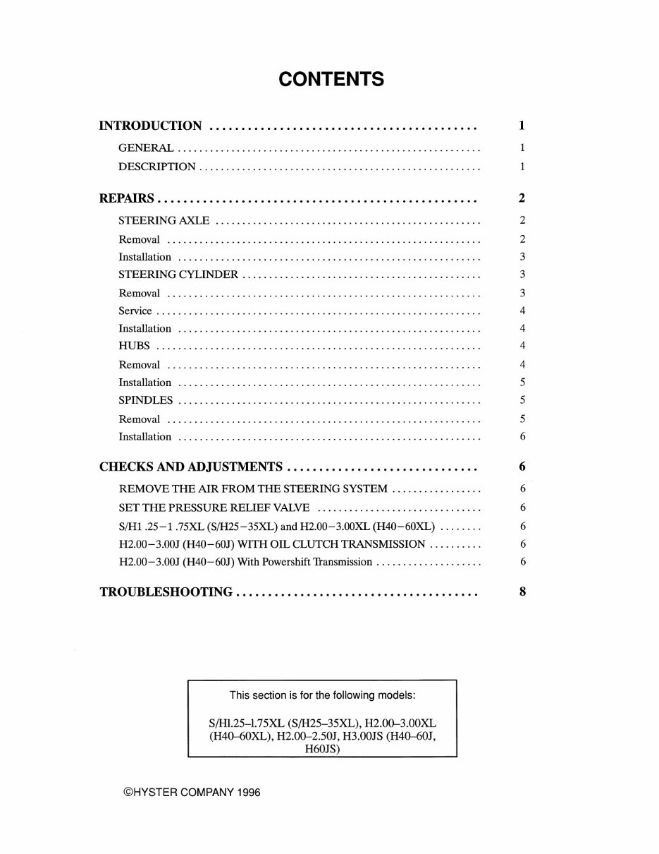 HYSTER Challenger H40J, H50J, H60JS Forklift Service Repair Manual & Parts Manual (F003) preview img 3